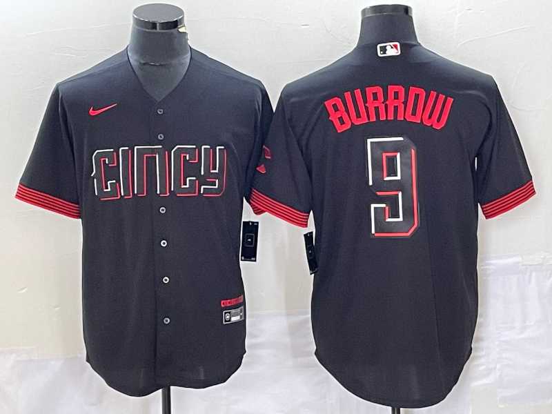 Men%27s Cincinnati Reds #9 Joe Burrow Black 2023 City Connect Cool Base Stitched Baseball Jersey->cincinnati reds->MLB Jersey